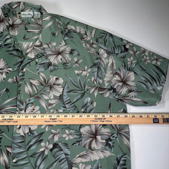 Island Blue Mens XXL‎ AOP Tropical Hawaiian Floral Button Up Camp Shirt - Picture 3 of 6